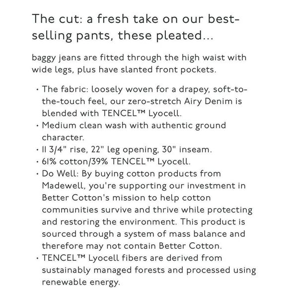 MADEWELL Harlow Wide Leg Jeans Women 28 Airy Denim Pleated Relaxed NO671 - Picture 2 of 13